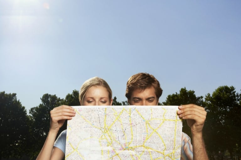 couple with map