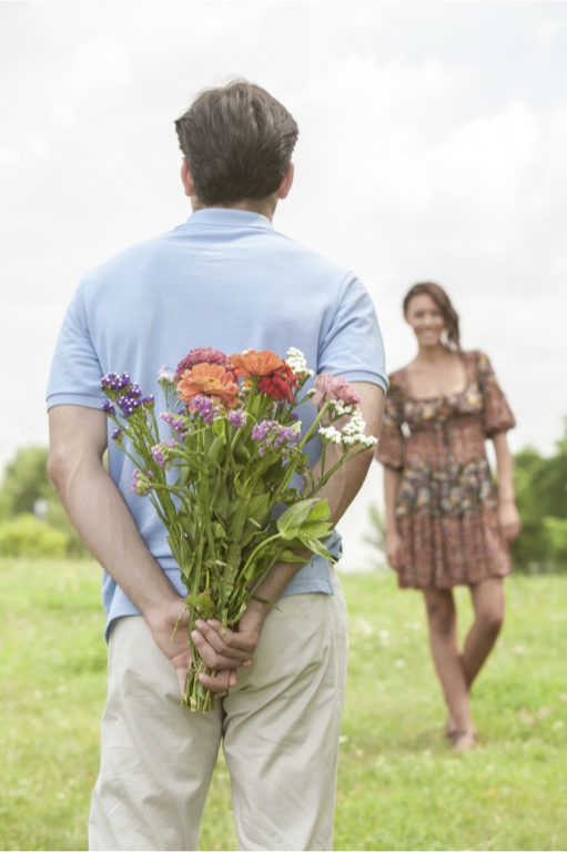 man with flowers