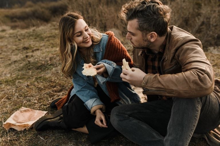 man and woman on a date